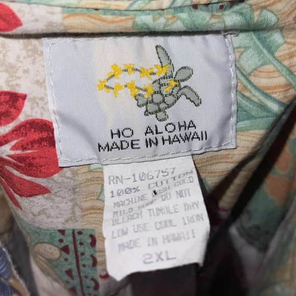 Vintage Retro Ho Aloha Hawaiian Shirt Mens 2XL Floral Aloha Vacation Plumeria - Picture 9 of 10